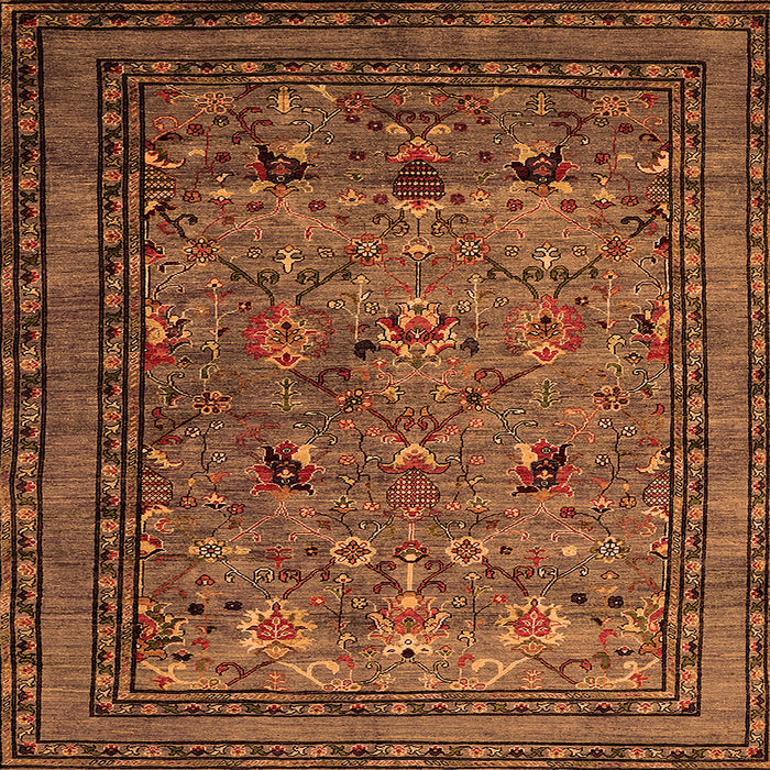 Square Oriental Orange Traditional Rug, urb2302org