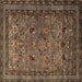 Square Oriental Brown Traditional Rug, urb2302brn