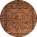 Round Oriental Orange Traditional Rug, urb2302org