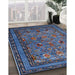 Mid-Century Modern Blue Oriental Rug in Family Room, urb2302