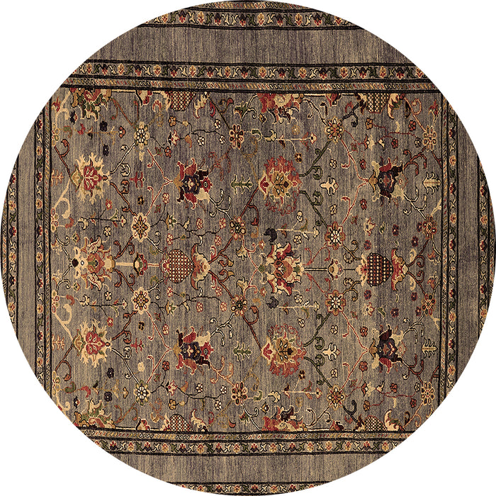 Round Oriental Brown Traditional Rug, urb2302brn