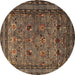 Round Oriental Brown Traditional Rug, urb2302brn