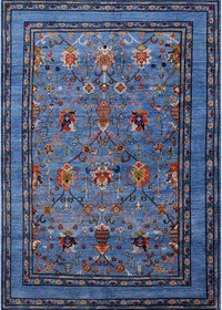 Machine Washable Industrial Modern Silk Blue Rug, wshurb2302