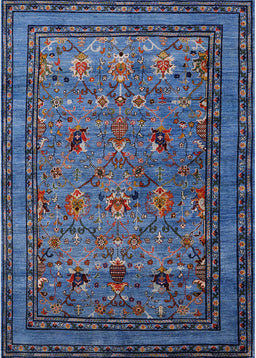 Machine Washable Industrial Modern Silk Blue Rug, wshurb2302