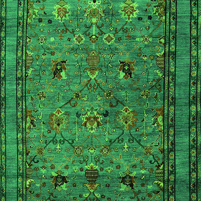 Machine Washable Oriental Green Traditional Area Rugs, wshurb2302grn