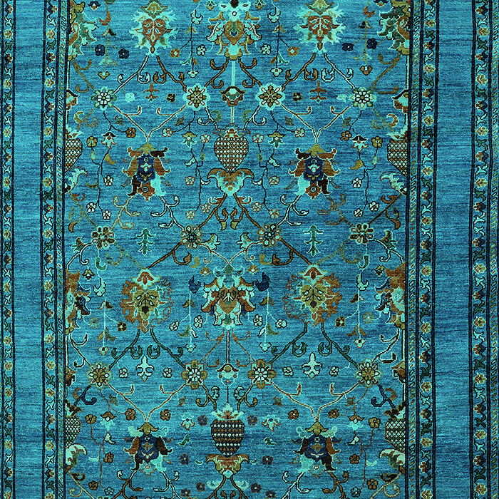 Machine Washable Oriental Turquoise Traditional Area Rugs, wshurb2302turq
