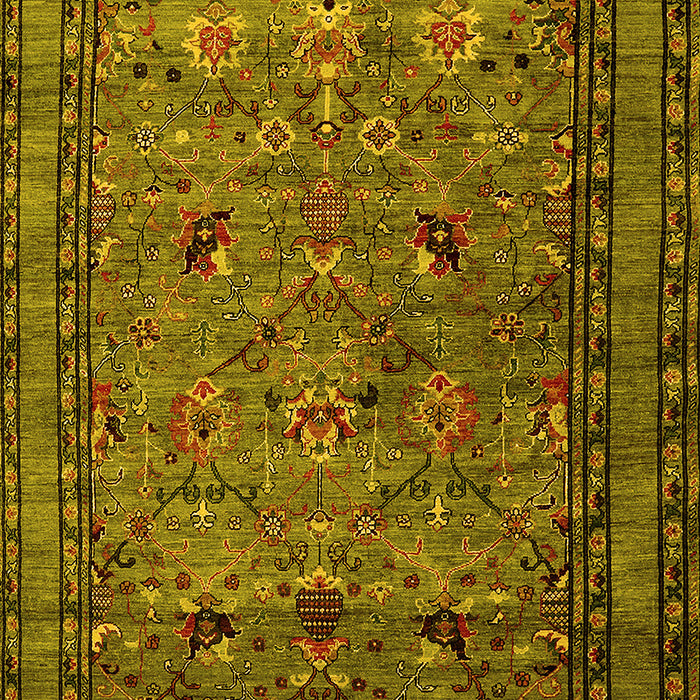 Machine Washable Oriental Yellow Traditional Rug, wshurb2302yw
