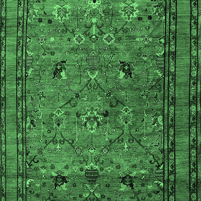 Machine Washable Oriental Emerald Green Traditional Area Rugs, wshurb2302emgrn