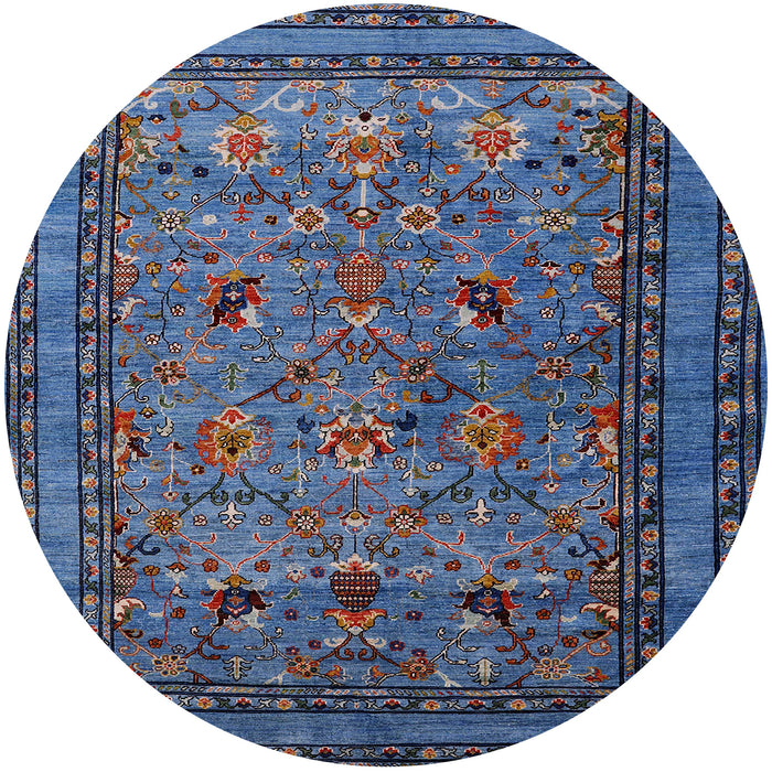 Round Mid-Century Modern Blue Oriental Rug, urb2302