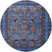 Round Mid-Century Modern Blue Oriental Rug, urb2302