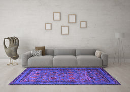 Machine Washable Oriental Purple Traditional Area Rugs in a Living Room, wshurb2302pur