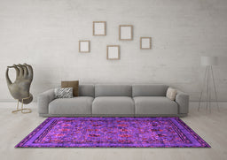 Machine Washable Oriental Pink Traditional Rug in a Living Room, wshurb2302pnk