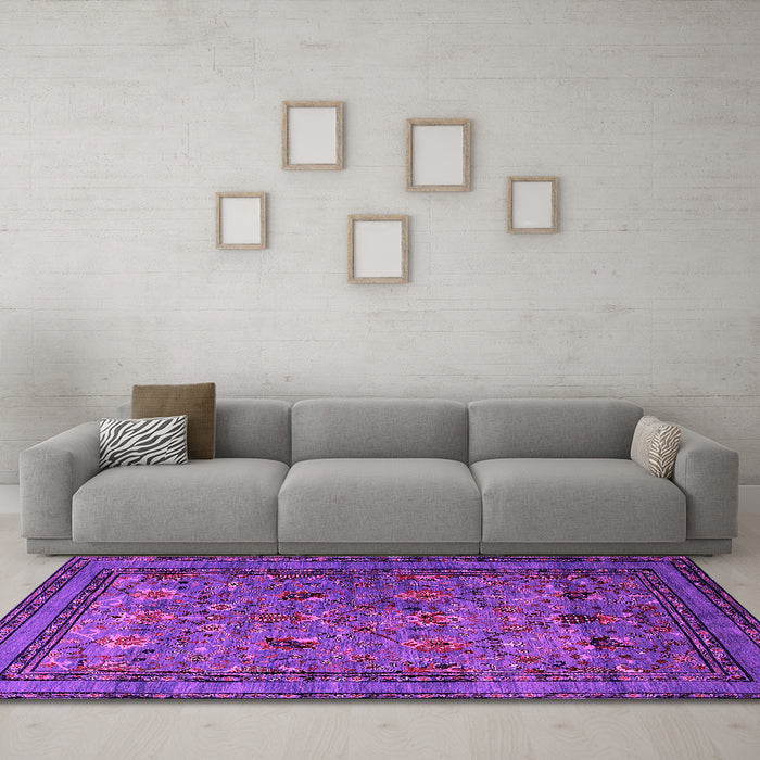 Machine Washable Oriental Pink Traditional Rug in a Living Room, wshurb2302pnk