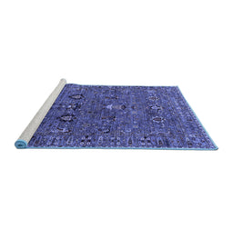 Sideview of Machine Washable Oriental Blue Industrial Rug, wshurb2303blu
