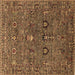 Square Machine Washable Oriental Brown Industrial Rug, wshurb2303brn