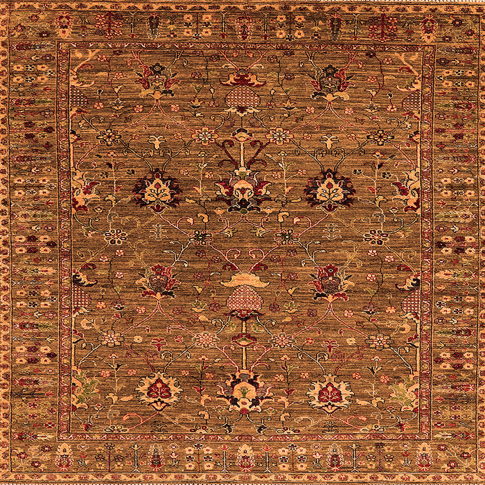 Square Machine Washable Oriental Orange Industrial Area Rugs, wshurb2303org