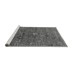 Sideview of Machine Washable Oriental Gray Industrial Rug, wshurb2303gry