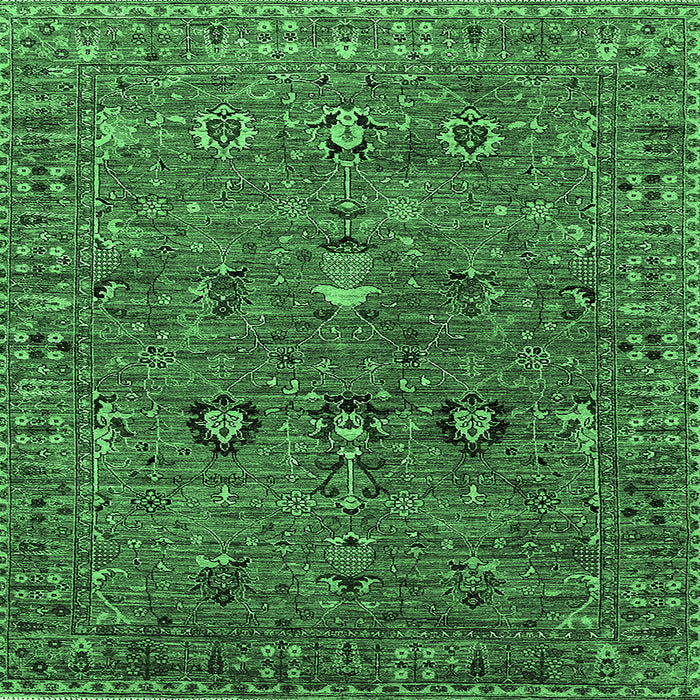 Square Machine Washable Oriental Emerald Green Industrial Area Rugs, wshurb2303emgrn
