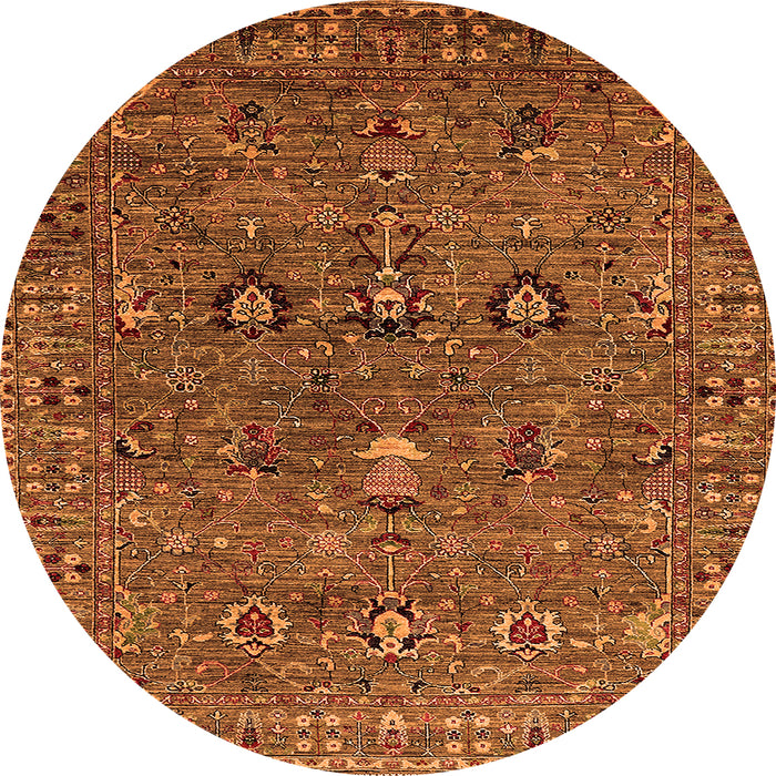 Round Oriental Orange Industrial Rug, urb2303org