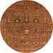 Round Oriental Orange Industrial Rug, urb2303org