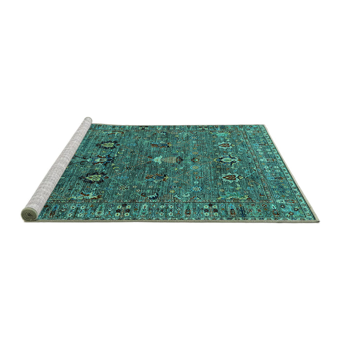 Sideview of Machine Washable Oriental Turquoise Industrial Area Rugs, wshurb2303turq