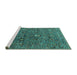 Sideview of Machine Washable Oriental Turquoise Industrial Area Rugs, wshurb2303turq