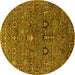 Round Oriental Yellow Industrial Rug, urb2303yw