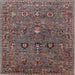 Square Mid-Century Modern Red Brown Oriental Rug, urb2303