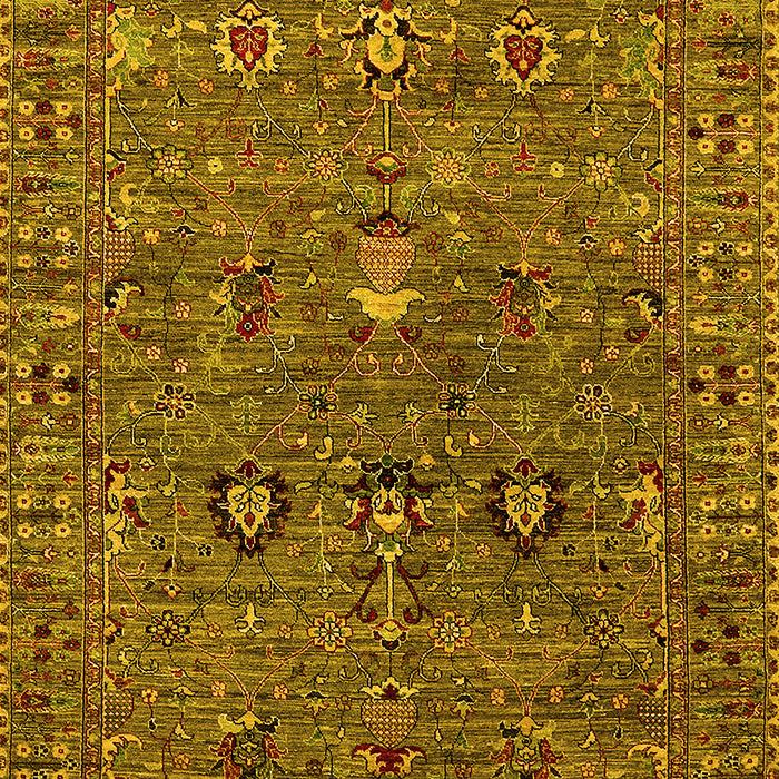 Machine Washable Oriental Yellow Industrial Rug, wshurb2303yw