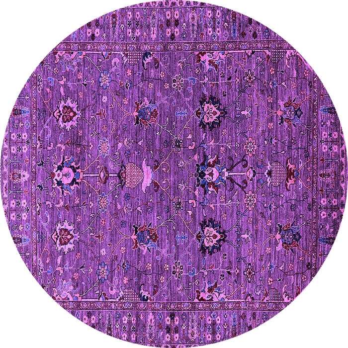 Round Machine Washable Oriental Purple Industrial Area Rugs, wshurb2303pur