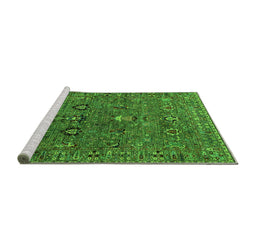 Sideview of Machine Washable Oriental Green Industrial Area Rugs, wshurb2303grn