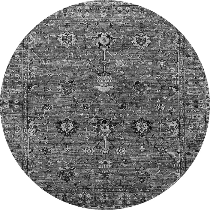 Round Machine Washable Oriental Gray Industrial Rug, wshurb2303gry