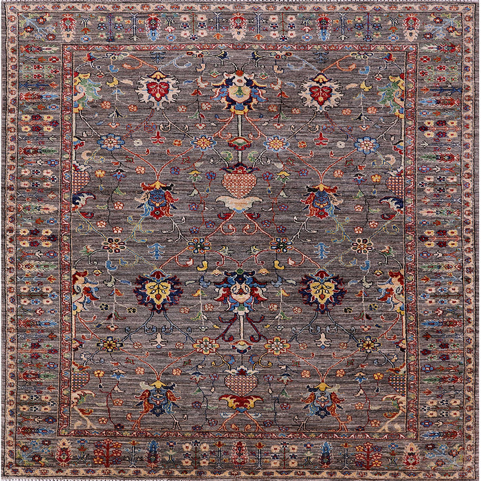 Square Machine Washable Industrial Modern Red Brown Rug, wshurb2303