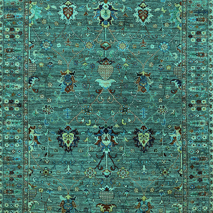 Machine Washable Oriental Turquoise Industrial Area Rugs, wshurb2303turq