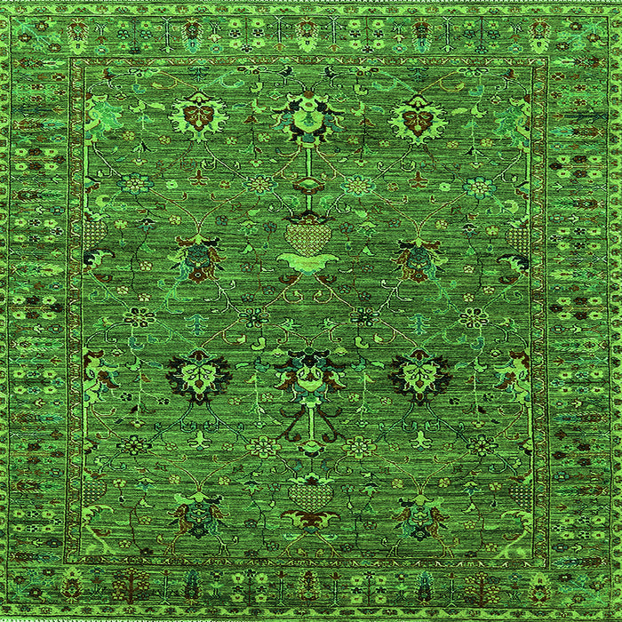 Square Machine Washable Oriental Green Industrial Area Rugs, wshurb2303grn