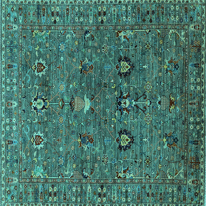 Square Machine Washable Oriental Turquoise Industrial Area Rugs, wshurb2303turq