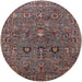 Round Mid-Century Modern Red Brown Oriental Rug, urb2303