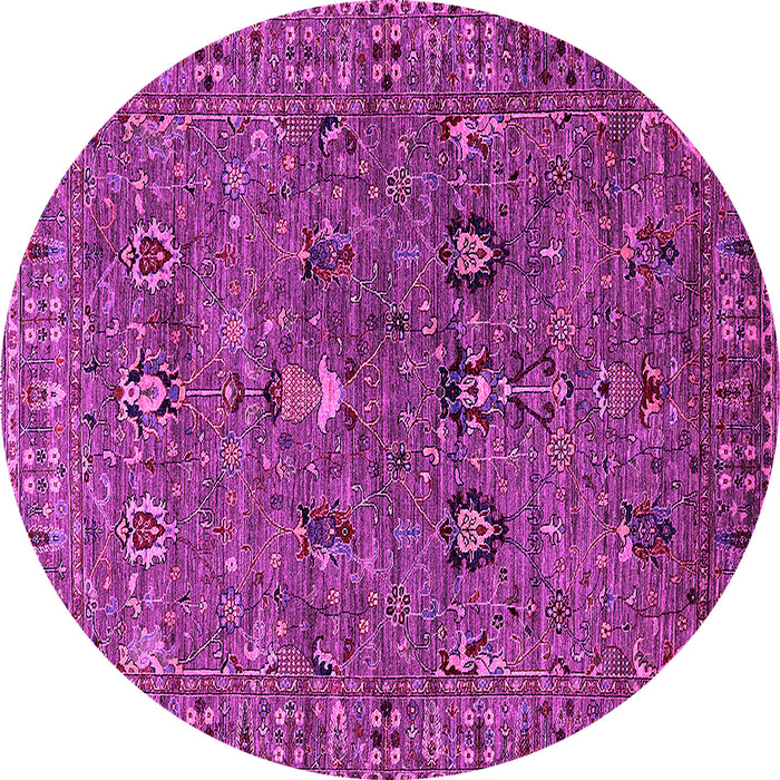 Round Machine Washable Oriental Pink Industrial Rug, wshurb2303pnk