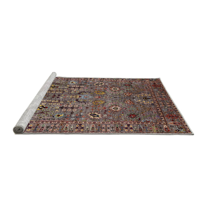 Sideview of Machine Washable Industrial Modern Red Brown Rug, wshurb2304