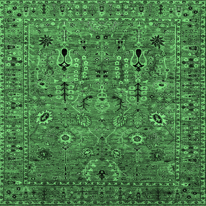 Square Machine Washable Oriental Emerald Green Industrial Area Rugs, wshurb2304emgrn