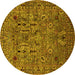 Round Oriental Yellow Industrial Rug, urb2304yw