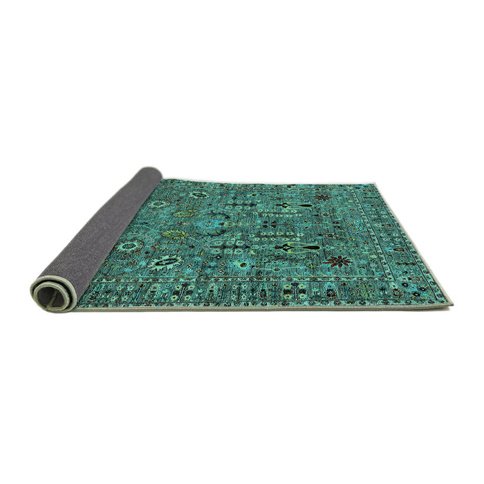 Sideview of Oriental Turquoise Industrial Rug, urb2304turq