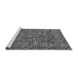 Sideview of Machine Washable Oriental Gray Industrial Rug, wshurb2304gry