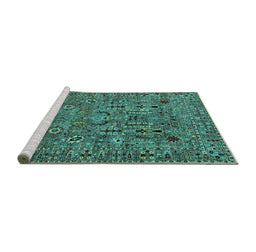 Sideview of Machine Washable Oriental Turquoise Industrial Area Rugs, wshurb2304turq