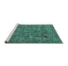 Sideview of Machine Washable Oriental Turquoise Industrial Area Rugs, wshurb2304turq