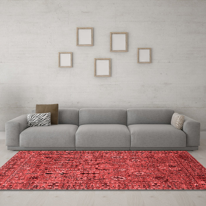 Industrial Red Washable Rugs