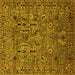 Square Machine Washable Oriental Yellow Industrial Rug, wshurb2304yw