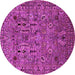 Round Machine Washable Oriental Pink Industrial Rug, wshurb2304pnk