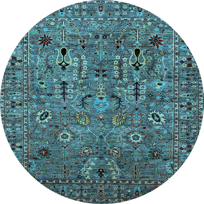 Round Oriental Light Blue Industrial Rug, urb2304lblu