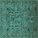 Square Oriental Turquoise Industrial Rug, urb2304turq